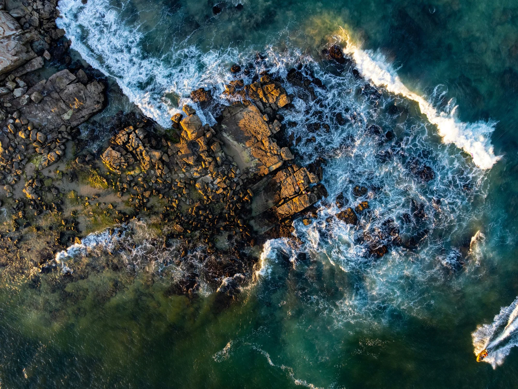 Aerial view of the rocky coastline at Maroochydore, Queensland