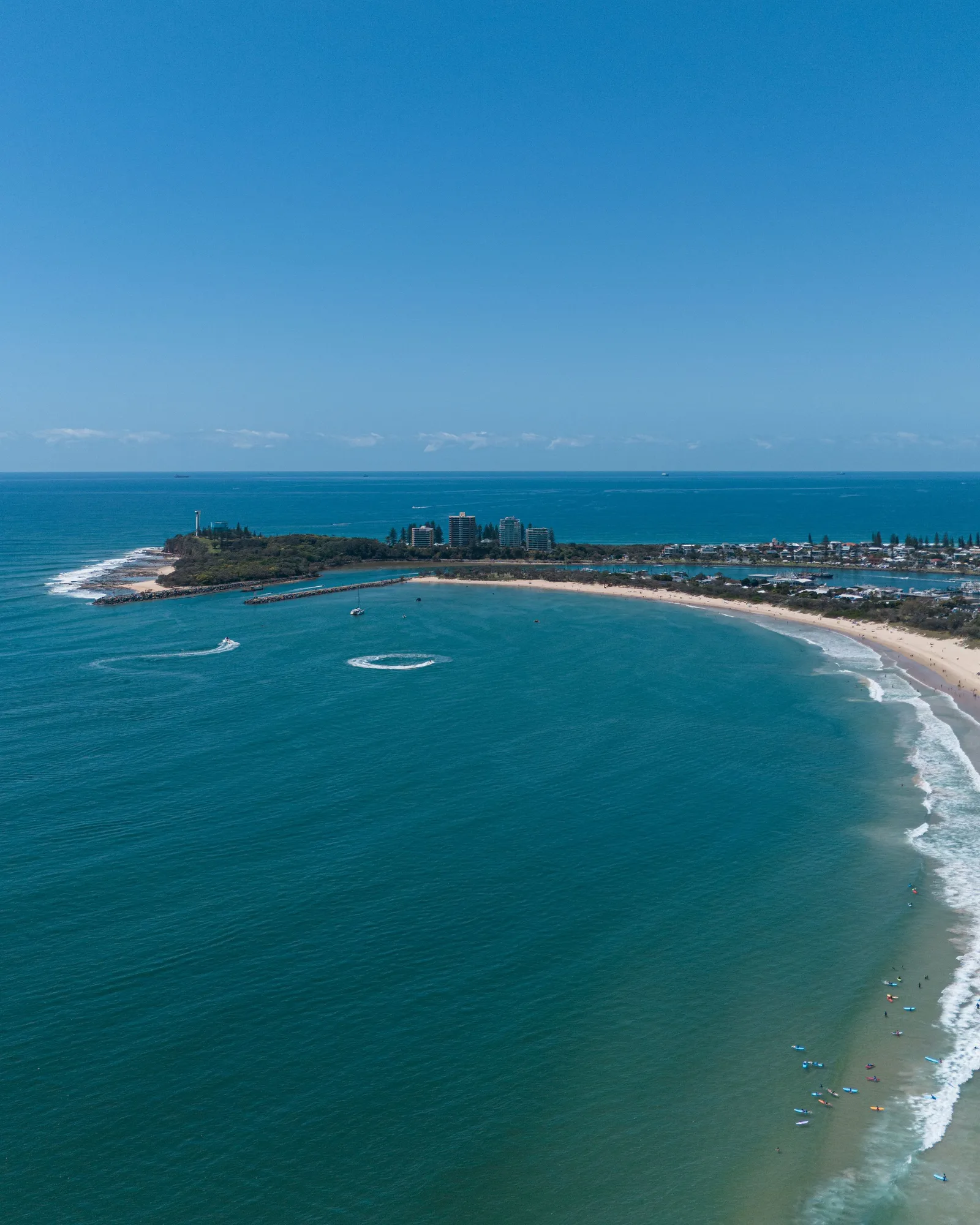 Aerial view of Mooloolaba beach and Point Cartwright, Queensland